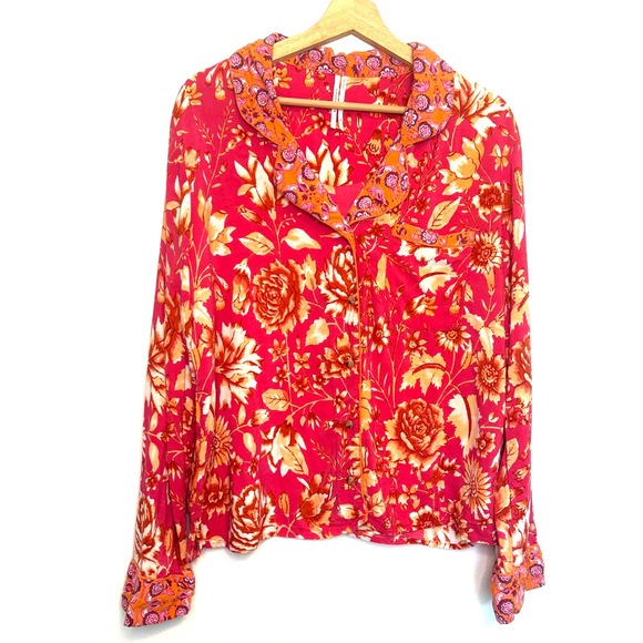 Anthropologie Other - Anthropologie Kari‎ Floral 100% Rayon Long Sleeve Sleep Top, Size XL